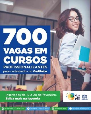 Prefeitura oferece 700 vagas em cursos gratuitos de qualificação profissional